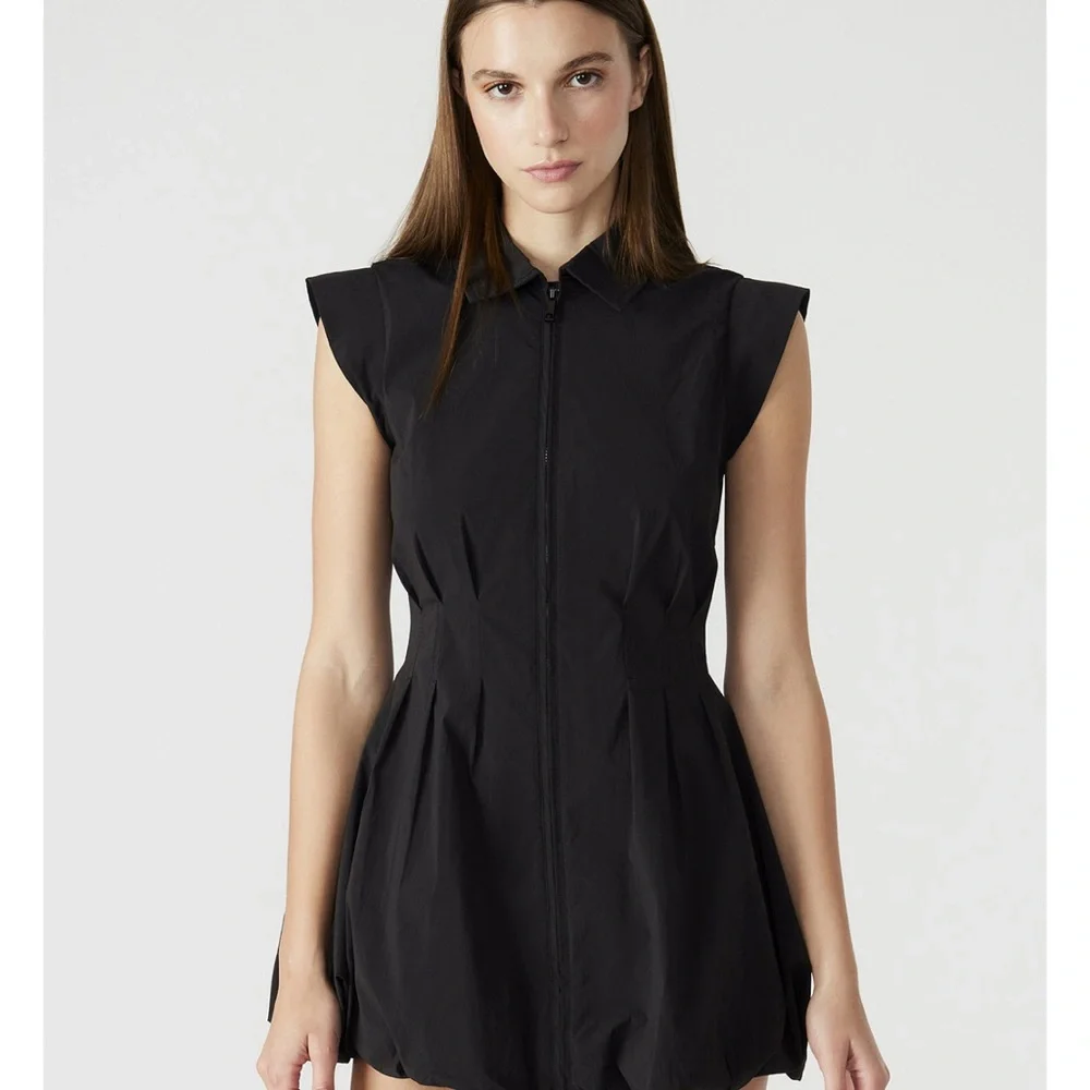 Steve Madden Black Bubble Hem Mini Dress - Picture 1 of 6